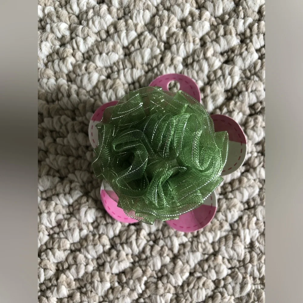 New Children girls Green Mesh chiffon Flower Hair tie Accessory